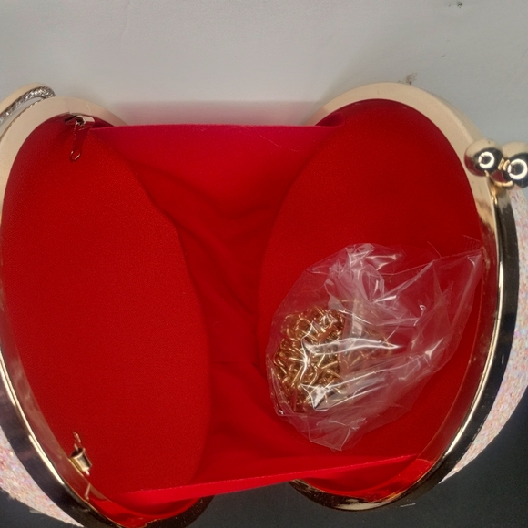 *NWT* Round Pink Glitter Wristlet, rhinestone handle - Picture 5 of 5